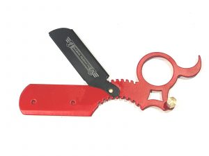 Professional Men's One Finger Ring Style Barber Hair Shaving Straight Razor Classic Shavette + 10 Blades - Red